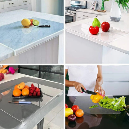 Clear Cutting Board with Counter Lip | Non-Slip, Food-Grade Acrylic for Stylish Meal Prep and Serving
