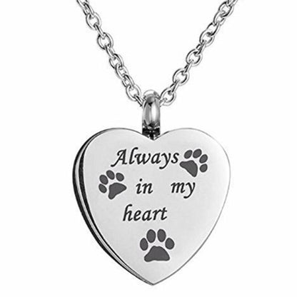 No Longer By My Side Forever In My Heart - Paw Print Urn Necklace