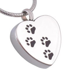 No Longer By My Side Forever In My Heart - Paw Print Urn Necklace