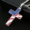 Image of American Flag Patriotic Cross Religious Jewelry Enamel Pendant Necklace - Balma Home