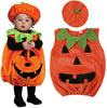 Image of Baby Halloween Costumes Pumpkin 2 PCs Cosplay Idea Sleeveless Romper Jumpsuit