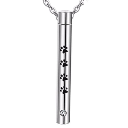 No Longer By My Side Forever In My Heart - Paw Print Urn Necklace