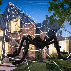 75cm Big Spider For Halloween Decoration Ideas + 59" White Web Haunted House
