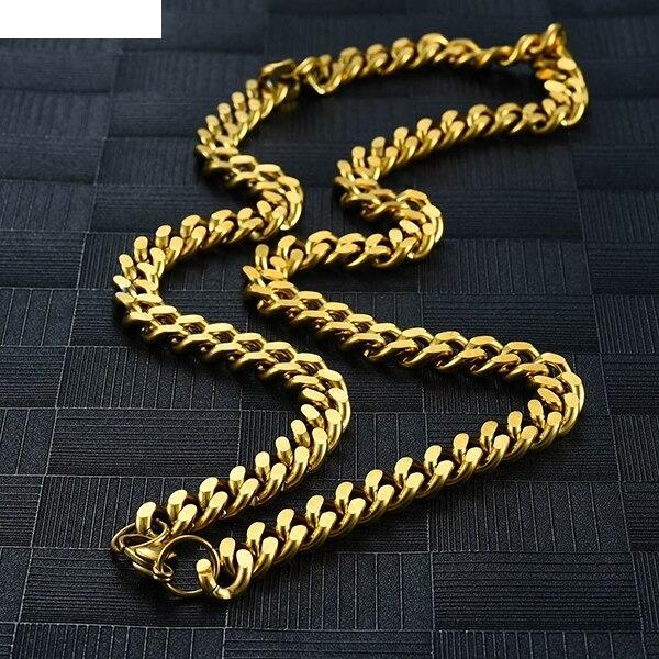 Mens Gold Curb Chain Necklace