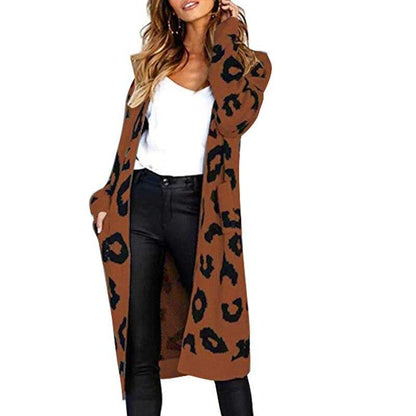 Casual Leopar Cardigan Leopar Priint Knit Jacket