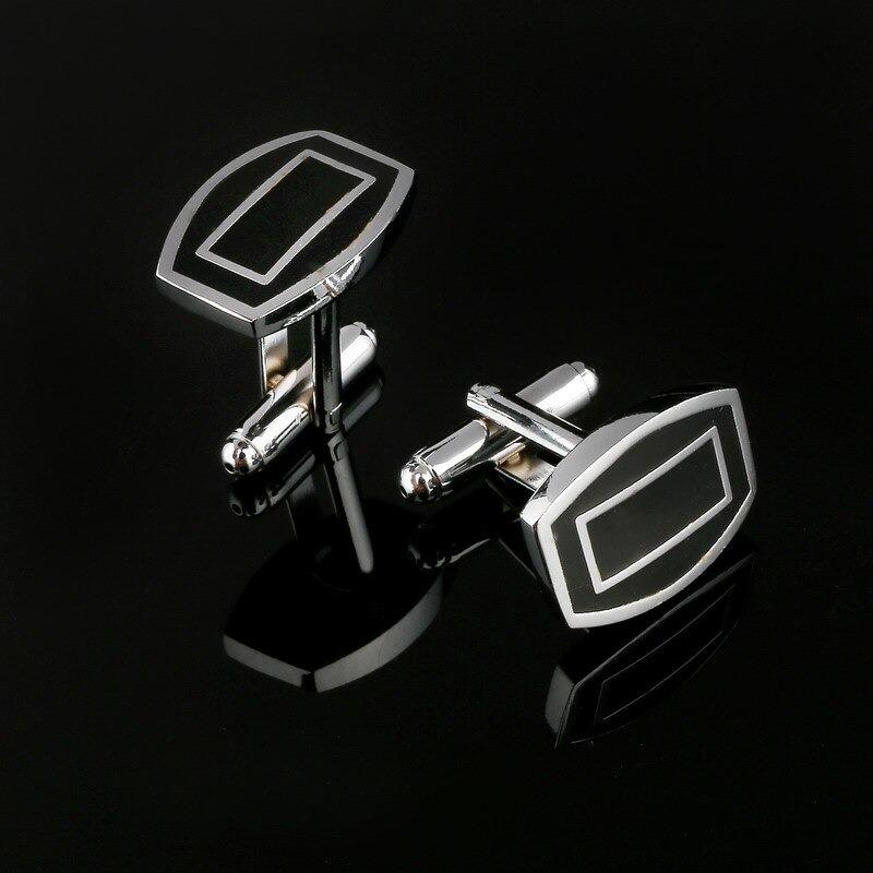 Mens Geometric Silver Cufflinks