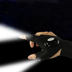 LED Flashlight Fingerless Gloves For Men Outdoor Fishing Gloves With Magic Strap