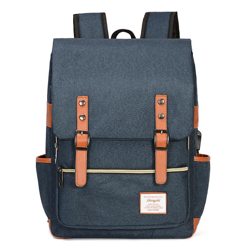 Vintage Laptop Backpack College School Bag with USB Port