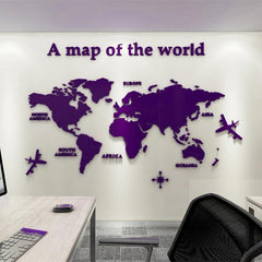 Mapa Mundi Acrylic 3D Wall Sticker