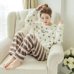 Winter Womens Flannel Pijamas Womens Home Cloth