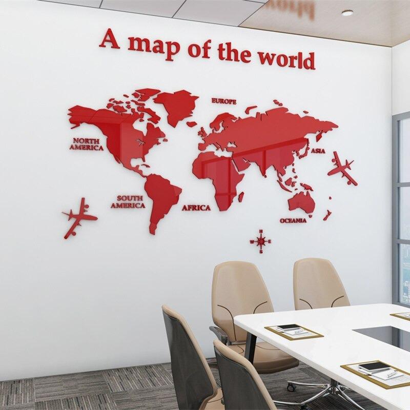 Mapa Mundi Acrylic 3D Wall Sticker