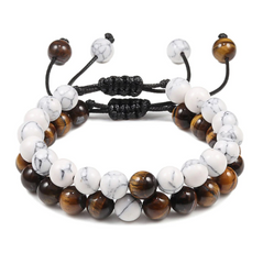 Beaded Tiger Eye Bracelet For Men Charm Handmade Adjustable Jewelry Black Tiger Eye