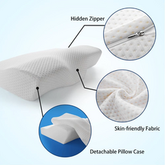 Memory Foam Cervical Pillow Neck Protection Butterfly Shaped Pillow For Side Sleepers 50*30CM