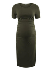 Women's Side RuchedBlack  Maternity Dress