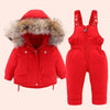Image of 2 Pcs Set Kids Snowsuit Warm Fur Infant Snowsuit Jacket and Jumpsuit for Newborn Snowsuit