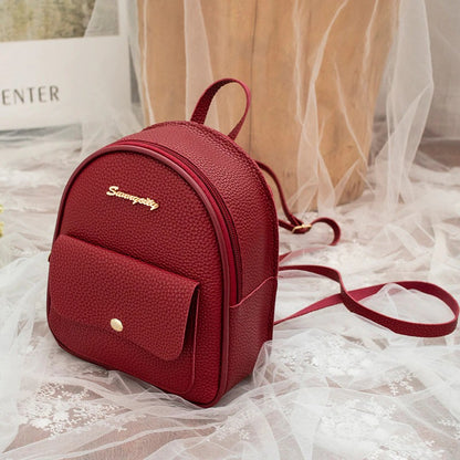 PU Leather Mini Leather Backpack Multifunctional Mini Backpack Women's Convertible Backpack Purse