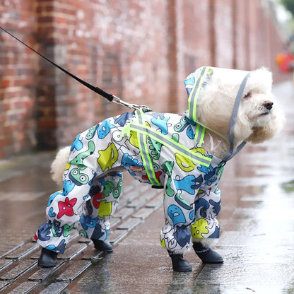 Cartoon Dog Snowsuit Reflective Raincoat Dog Snowsuit