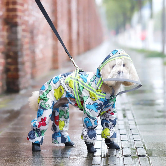 dog snowsuit with attached boots