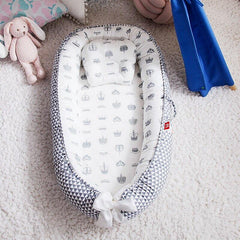 Baby Nest Bumper Sleepy Head Pillow Portable Baby Crib