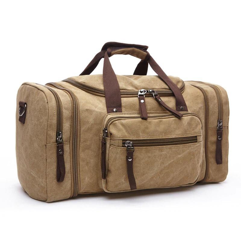 Woosir Waxed Canvas Leather Weekender Bag Waterproof Travel Duffels