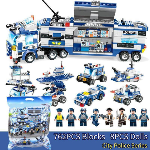 8 IN 1 City Police Truck Station Building Block Series SWAT Toy Gift For Kids - Balma Home