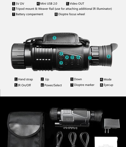 INFRARED NIGHT VISION TELESCOPE MILITARY TACTICAL MONOCULAR POWERFUL HD DIGITAL VISION HIGH QUALITY 5 x 40 - Balma Home