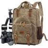 Image of Waterproof Waxed Canvas Camera Backpack Fit 15.6 Inches Laptop