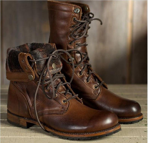 Men's High-Cut Lace-up Martin Boots Vintage Military Boot