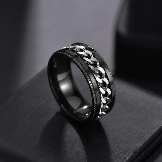 Black Ceramic Polished Beveled Edges Men's Wedding Band with Bubinga Wood Inlay - 8mm