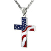 Image of American Flag Patriotic Cross Religious Jewelry Enamel Pendant Necklace - Balma Home