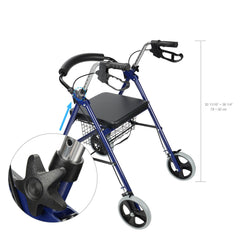 4 Wheels Rollator Walker for Seniors with Soft Padded Shear 2 in 1 Wheel Walker With Fold Up Removable Back Support